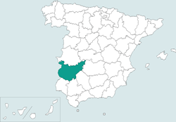 Mapa de situacin de Badajoz en el territorio espaol