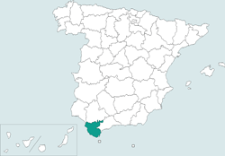 Mapa de situacin de Cdiz en el territorio espaol