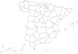 Mapa de situacin de Ceuta en el territorio espaol