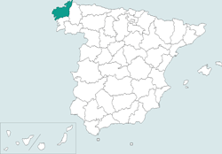 Mapa de situacin de A Corua en el territorio espaol