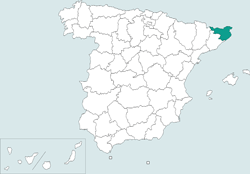 Mapa de situacin de Girona en el territorio espaol