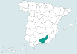 Mapa de situacin de Granada en el territorio espaol