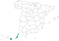 Mapa de situacin de Las Palmas de Gran Canaria en el territorio espaol
