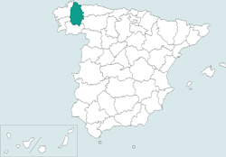 Mapa de situacin de Lugo en el territorio espaol