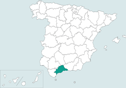 Mapa de situacin de Mlaga en el territorio espaol