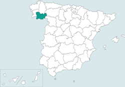 Mapa de situacin de Ourense en el territorio espaol