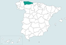 Mapa de situacin de Oviedo en el territorio espaol