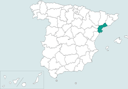 Mapa de situacin de Tarragona en el territorio espaol