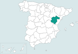 Mapa de situacin de Teruel en el territorio espaol