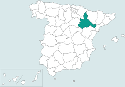 Mapa de situacin de Zaragoza en el territorio espaol
