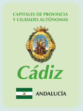 Imagen con la bandera la comunidad autnoma, y con el escudo la ciudad de Cdiz