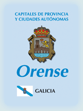 Imagen con la bandera la comunidad autnoma, y con el escudo la ciudad de Ourense