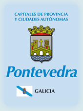 Imagen con la bandera la comunidad autnoma, y con el escudo la ciudad de Pontevedra
