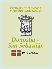 Imagen con la bandera la comunidad autnoma, y con el escudo la ciudad de Donostia - San Sebastin