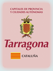 Imagen con la bandera la comunidad autnoma, y con el escudo la ciudad de Tarragona