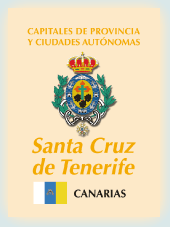 Imagen con la bandera la comunidad autnoma, y con el escudo la ciudad de Santa Cruz de Tenerife