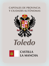 Imagen con la bandera la comunidad autnoma, y con el escudo la ciudad de Toledo