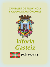 Imagen con la bandera la comunidad autnoma, y con el escudo la ciudad de Vitoria